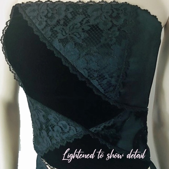 ABS Evening Plush Velvet & Lace Boned Corset Bustier Top Dress Allen Schwarch - Picture 3 of 10
